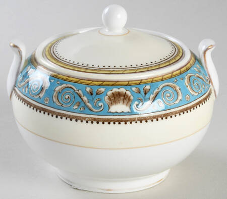 Runnymede Turquoise (Brown Shells, No Center) 146 Shape Sugar Bowl & Lid