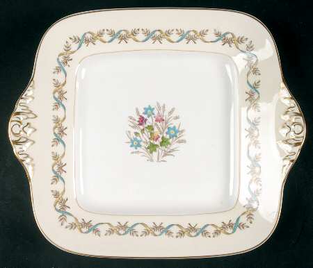 Sandringham Blue Square Handled Cake Plate
