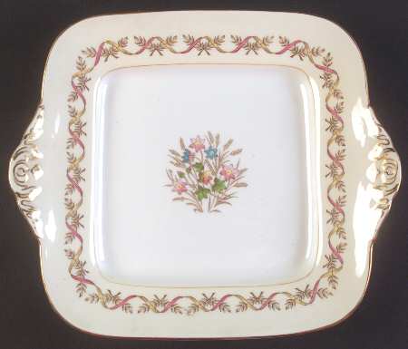 Sandringham Pink Square Handled Cake Plate