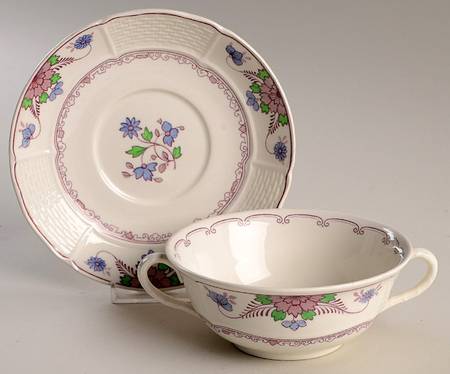 Saxon Footed Cream Soup Bowl & Saucer Set