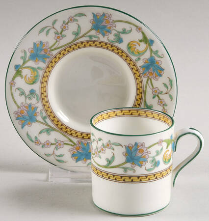 Shah (W734, Cream Rim) Bond Shape Demitasse Cup and Saucer Set