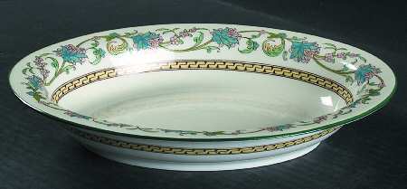 Shah (W734, Cream Rim) 9" Oval Vegetable Bowl