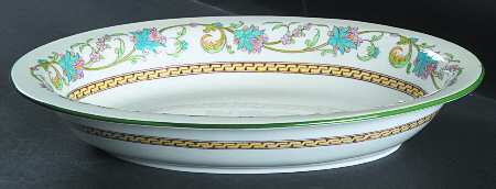 Shah (W734, Cream Rim) 10" Oval Vegetable Bowl