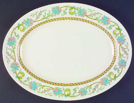 Shah (W734, Cream Rim) 15" Oval Serving Platter