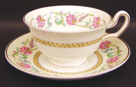 Shah (W3725, Gold Trim) Footed Cup & Saucer Set