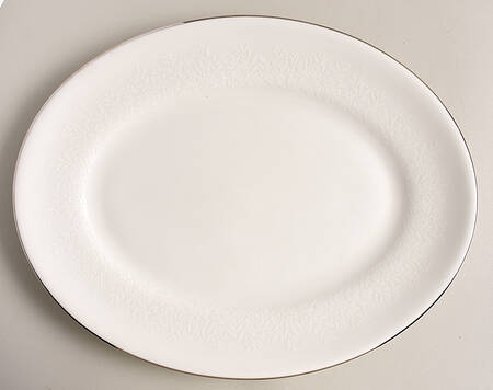 Silver Ermine (R4452, Contour Shape) 13" Oval Serving Platter by Wedgwood