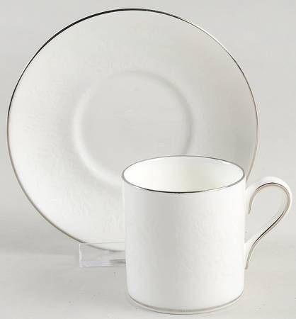 Silver Ermine (R4452, Traditional Shape) Bond Shape Demitasse Cup and Saucer Set