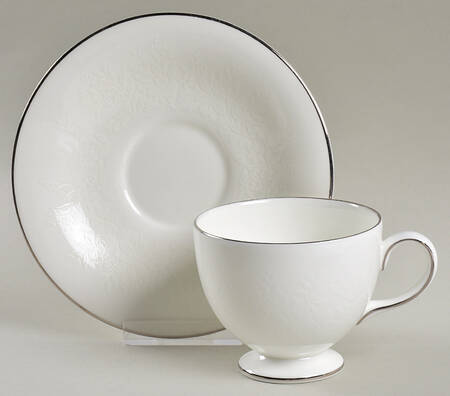 Silver Ermine (R4452, Traditional Shape) Leigh Shape Footed Cup & Saucer Set