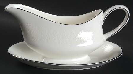 Silver Ermine (R4452, Traditional Shape) Gravy Boat with Attached Underplate