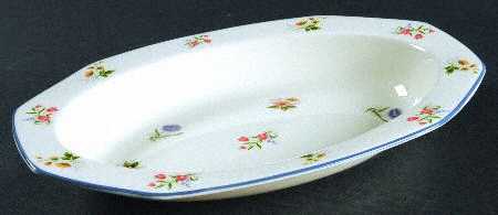 Springtime (Multi On Ivory) 10" Oval Vegetable Bowl