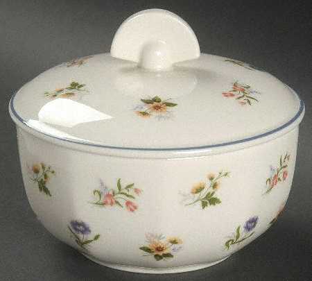 Springtime (Multi On Ivory) Sugar Bowl & Lid