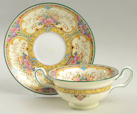 St Austell Footed Cream Soup Bowl & Saucer Set