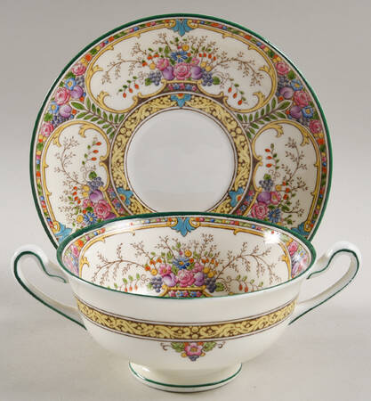 St Austell Footed Cream Soup Bowl & Saucer Set