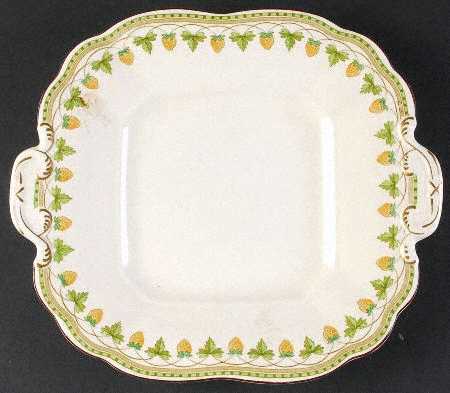 Strawberry Fruit Square Handled Cake Plate