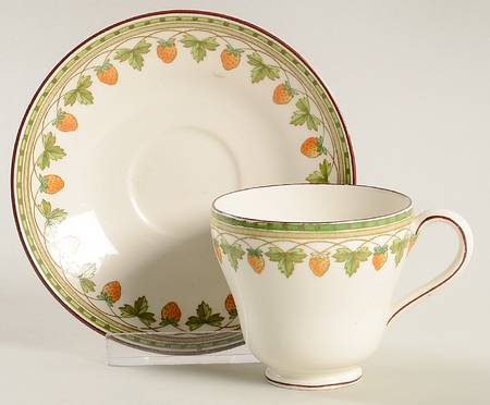 Strawberry Fruit Footed Demitasse Cup & Saucer Set
