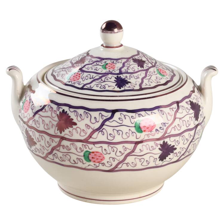 Strawberry Lustre Sugar Bowl & Lid