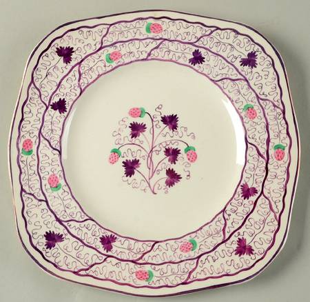 Strawberry Lustre Square Luncheon Plate
