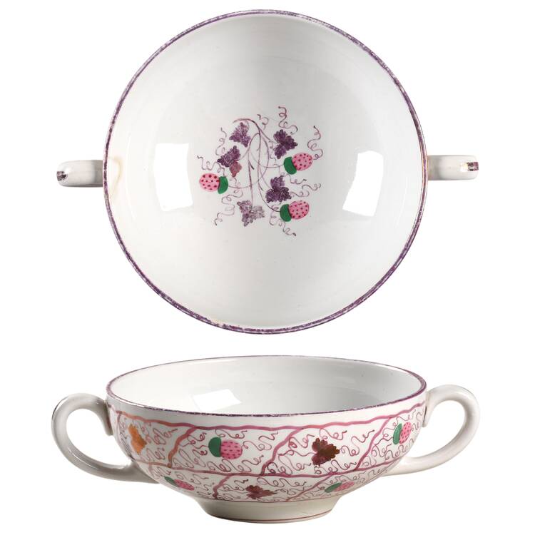 Strawberry Lustre Flat Cream Soup Bowl