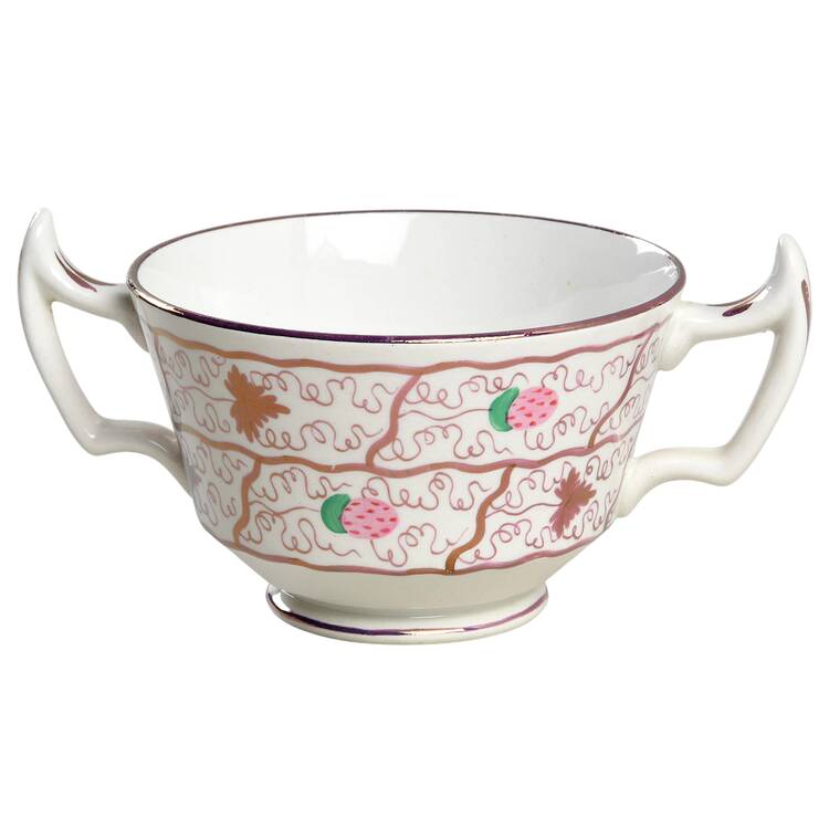 Strawberry Lustre Footed Bouillon Cup