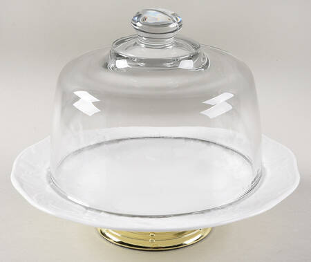 Strawberry & Vine (Bone Or Earthenware) 6 1/2"-7 1/2" Footed Cheese Plate w/ Glass Dome HC