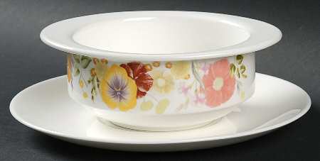 Summer Bouquet Flat Cream Soup Bowl & Saucer Set