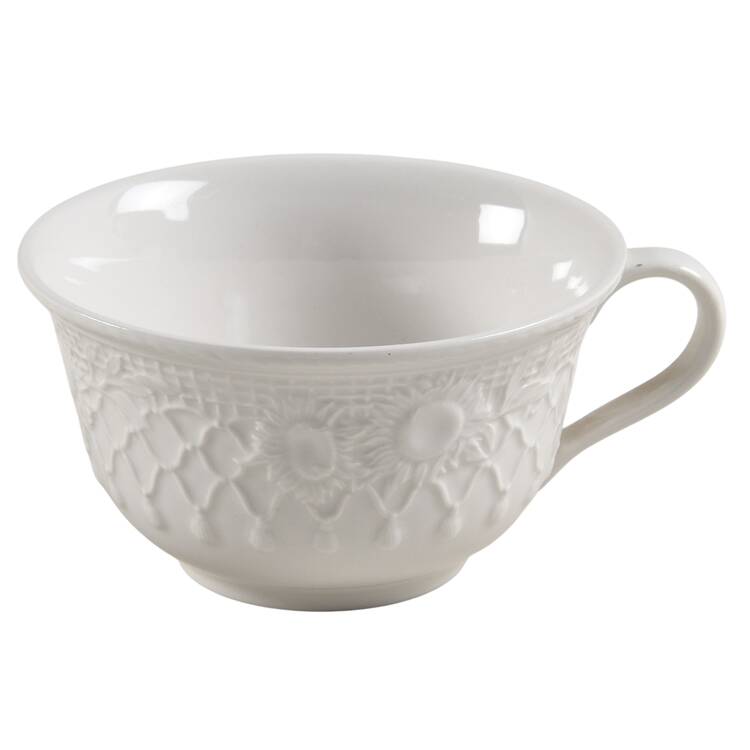 Sunflowers (White Embossed) Flat Cup