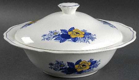 Surrey Blue & Yellow Round Covered Vegetable