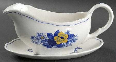 Surrey Blue & Yellow Gravy Boat & Underplate