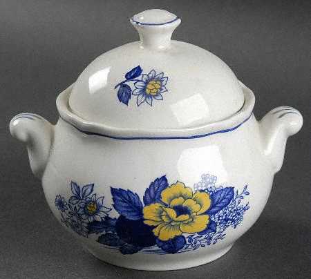 Surrey Blue & Yellow Sugar Bowl & Lid