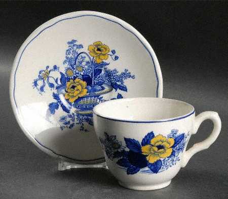 Surrey Blue & Yellow Flat Cup & Saucer Set