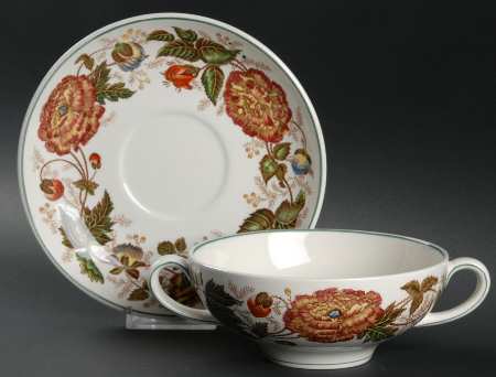 Surrey Rust Flat Cream Soup Bowl & Saucer Set