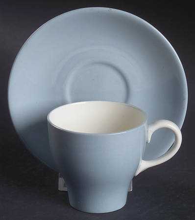 Summer Sky Blue and White (Barlaston Shape) Flat Demitasse Cup & Saucer Set