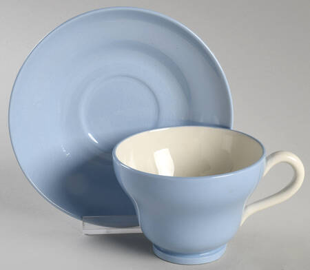 Summer Sky Blue and White (Barlaston Shape) Footed Cup & Saucer Set