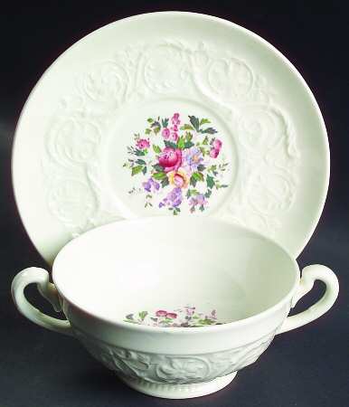 Swansea Footed Cream Soup Bowl & Saucer Set