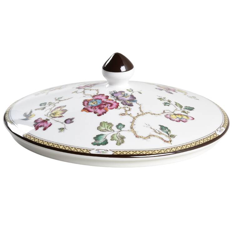 Swallow (Yellow Brown Trim) Lid for Round Vegetable