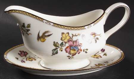 Swallow (Yellow Brown Trim) Gravy Boat & Underplate