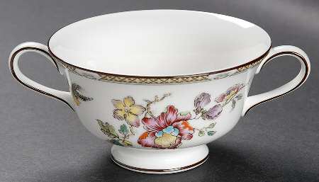 Swallow (Yellow Brown Trim) Footed Cream Soup Bowl