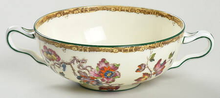 Swallow (Green Trim) Flat Cream Soup Bowl