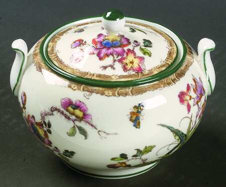 Swallow (Green Trim) 146 Shape Sugar Bowl & Lid
