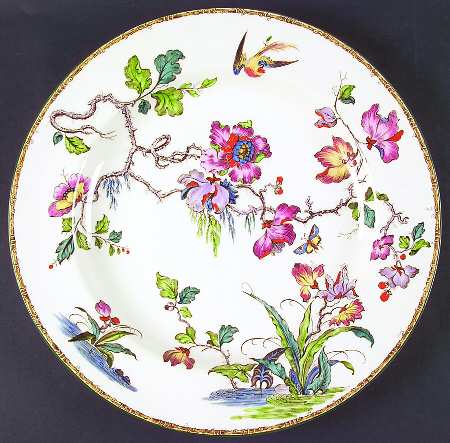 Swallow (Green Trim) 15" Chop Plate (Round Platter)