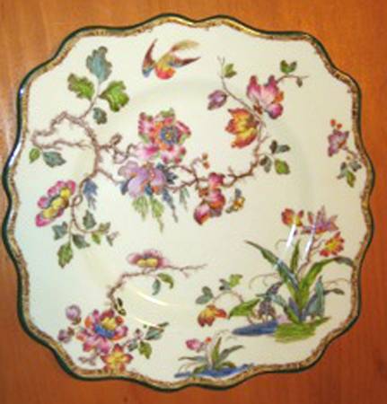 Swallow (Green Trim) Square Luncheon Plate