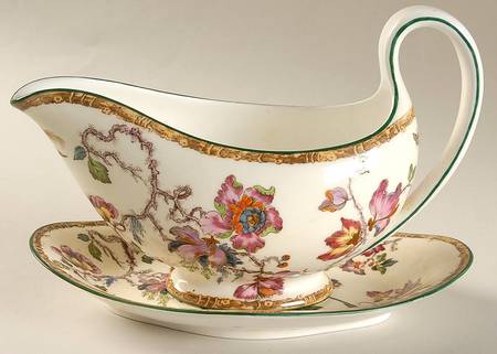 Swallow (Green Trim) Gravy Boat & Underplate