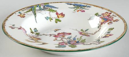 Swallow (Green Trim) Rim Soup Bowl