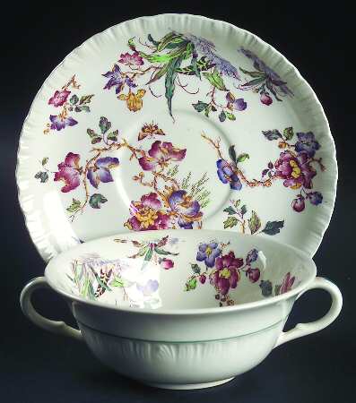 Swallow (No Trim) Flat Cream Soup Bowl & Saucer Set