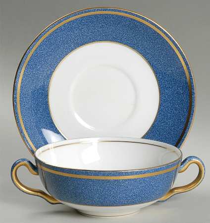 Swinburne Blue Flat Cream Soup Bowl & Saucer Set