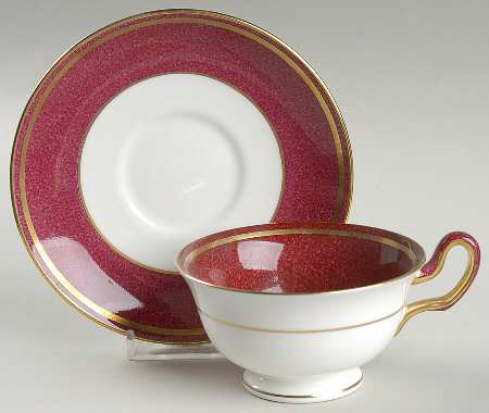 Swinburne Ruby Peony Shape Footed Cup & Saucer Set by Wedgwood