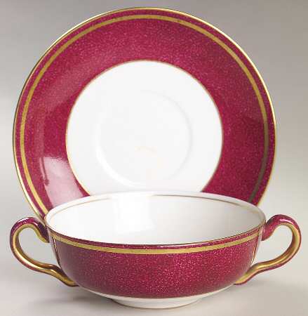 Swinburne Ruby Flat Cream Soup Bowl & Saucer Set by Wedgwood