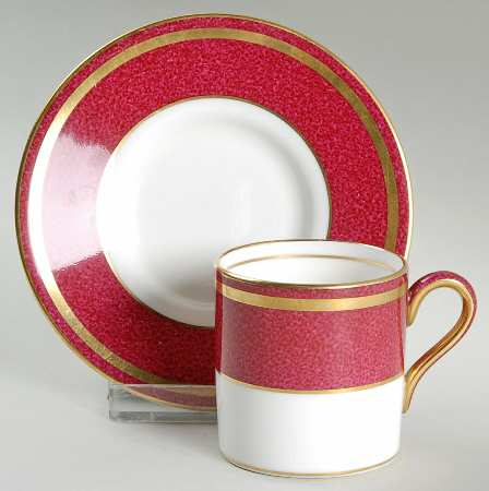 Swinburne Ruby Bond Shape Demitasse Cup and Saucer Set