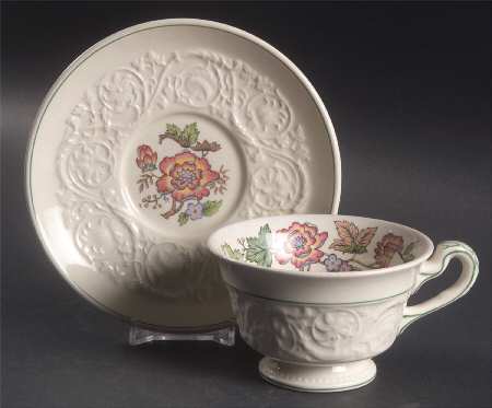 Tapestry Footed Cup & Saucer Set