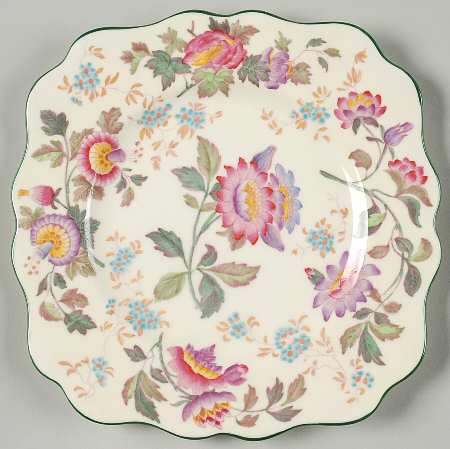 Tonquin Ivory Multicolor (Scalloped) Square Luncheon Plate